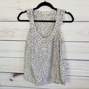 Martin + Osa gray flutter sleeve silk top …